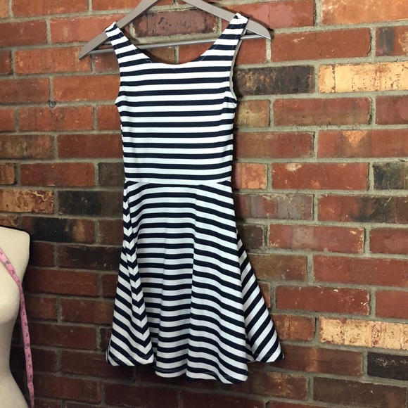 h&m navy and white striped dress